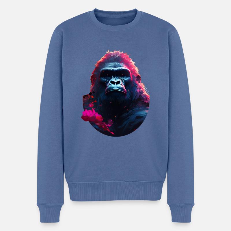 Gorilla - Männer Premium Bio Pullover - Taubenblau