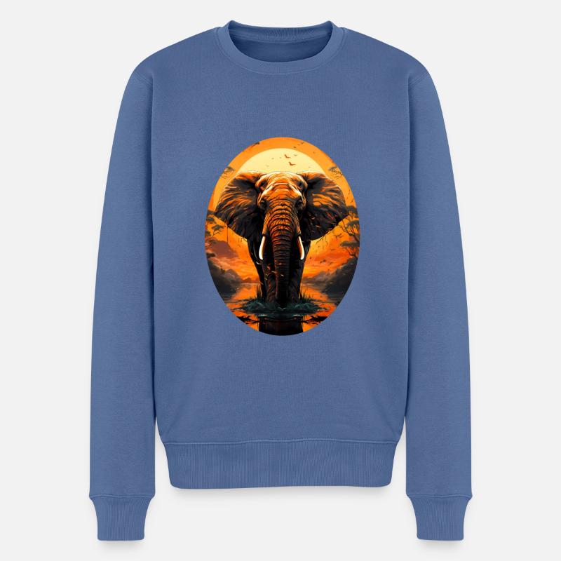 Elefant - Männer Premium Bio Pullover - Taubenblau