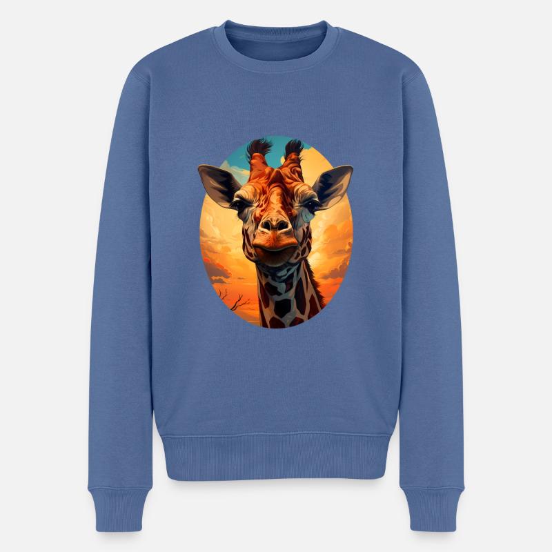 Giraffe - Männer Premium Bio Pullover - Taubenblau