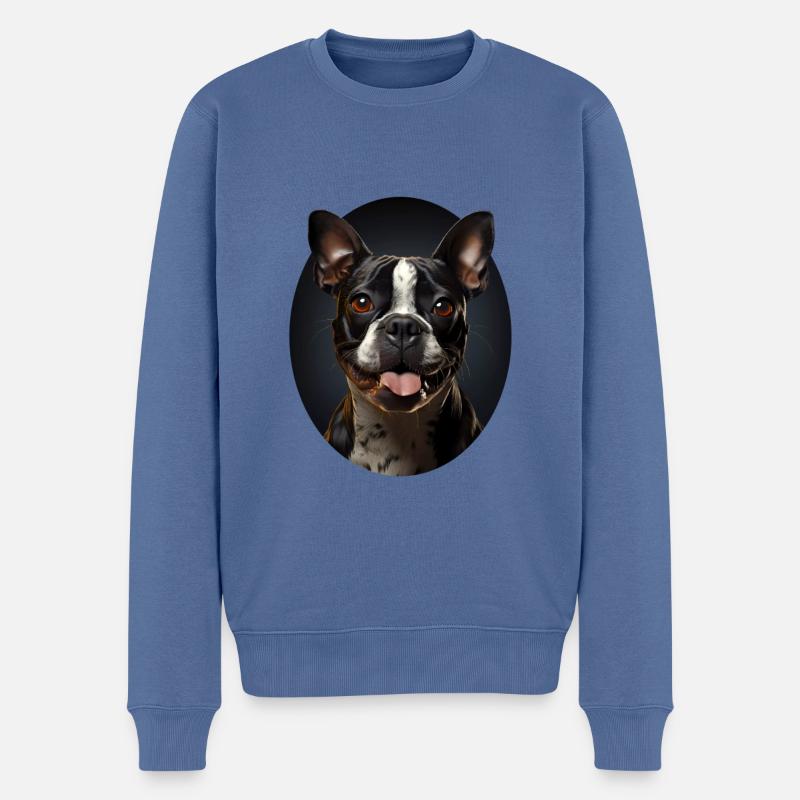 Hund - Männer Premium Bio Pullover - Taubenblau