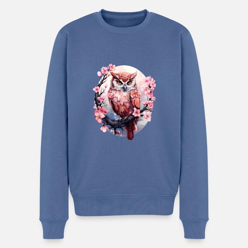 Eule - Männer Premium Bio Pullover - Taubenblau