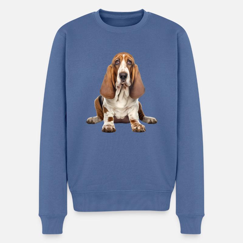 Basset - Männer Premium Bio Pullover - Taubenblau