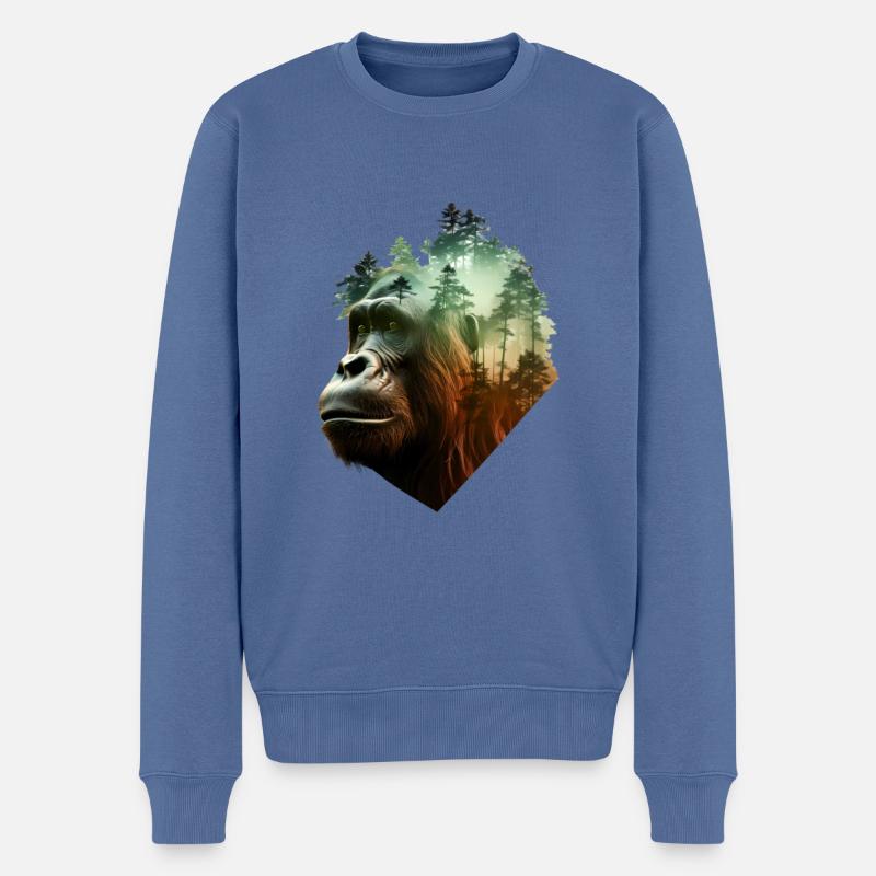 Gorilla - Männer Premium Bio Pullover - Taubenblau