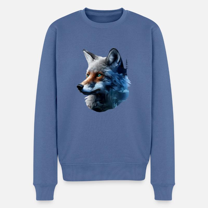 Fuchs - Männer Premium Bio Pullover - Taubenblau