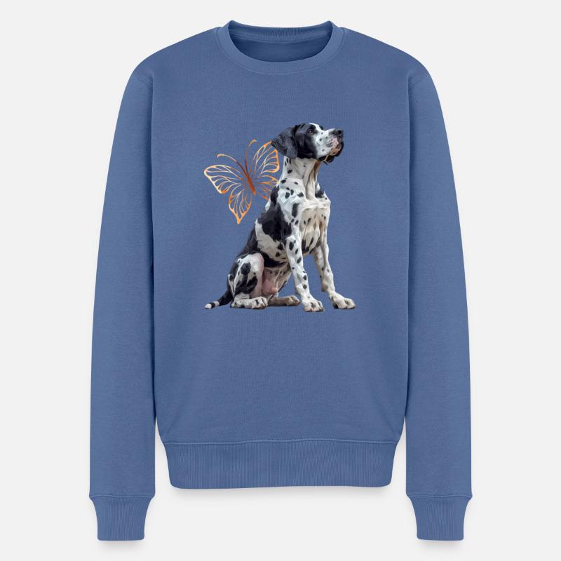 Deutsche Dogge - Männer Premium Bio Pullover - Taubenblau