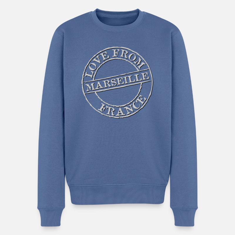 Marseille - Männer Premium Bio Pullover - Taubenblau