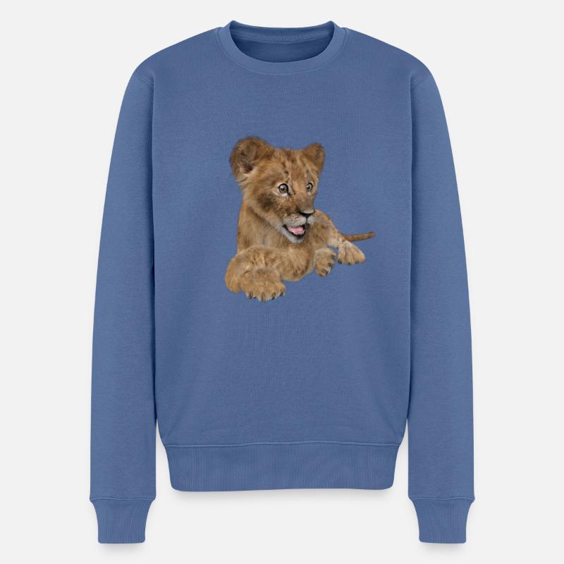 Süßes Löwenbaby - Männer Premium Bio Pullover - Taubenblau
