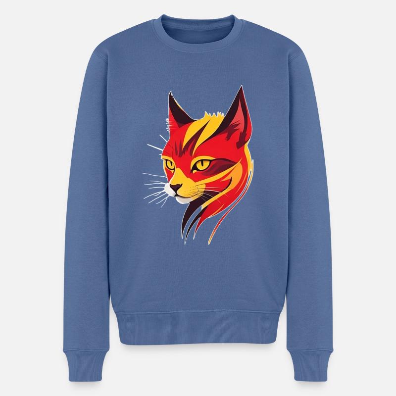 Chat - Pull Premium bio Homme - bleu pigeon