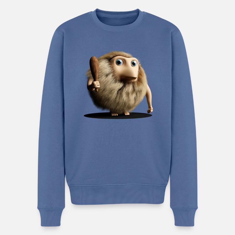 Neandertaler Neanderthaler Urmensch mit Keule - Männer Premium Bio Pullover - Taubenblau