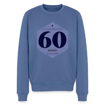 Vignette automobile française année 1960 - Pull Premium bio Homme - bleu pigeon - Devant - Nico (187cm)