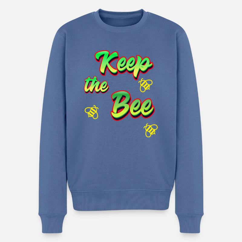 Behalte die Biene - Männer Premium Bio Pullover - Taubenblau