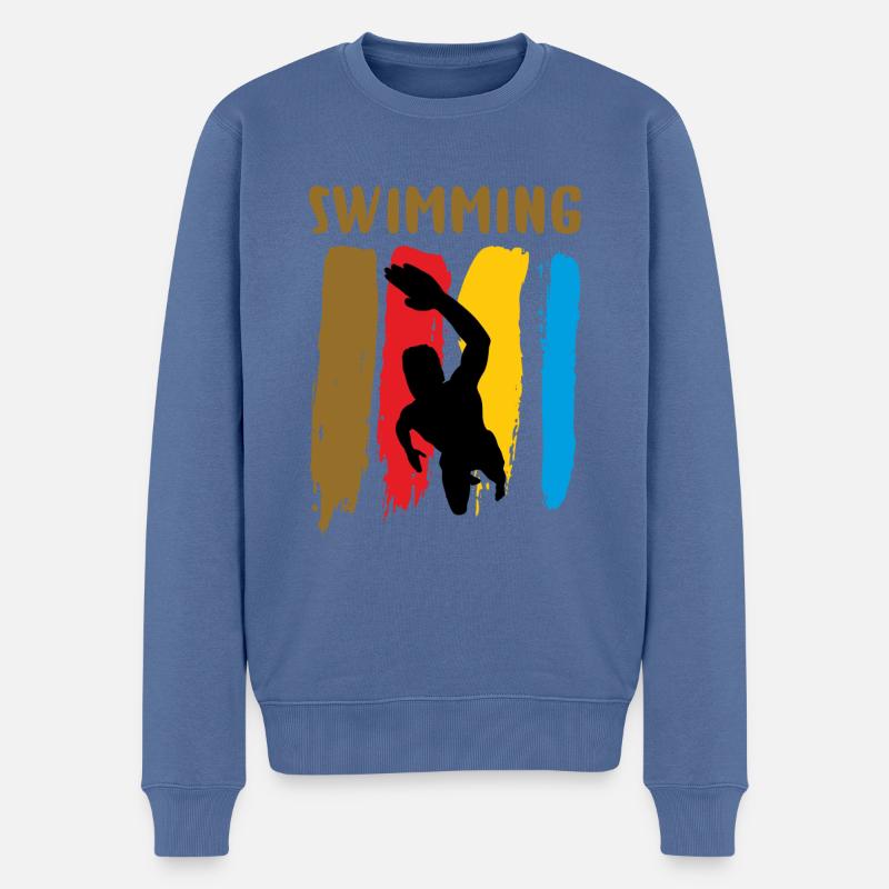 Natation - Männer Premium Bio Pullover - Taubenblau