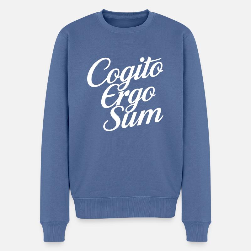 Cogito ergo sum - Pull Premium bio Homme - bleu pigeon
