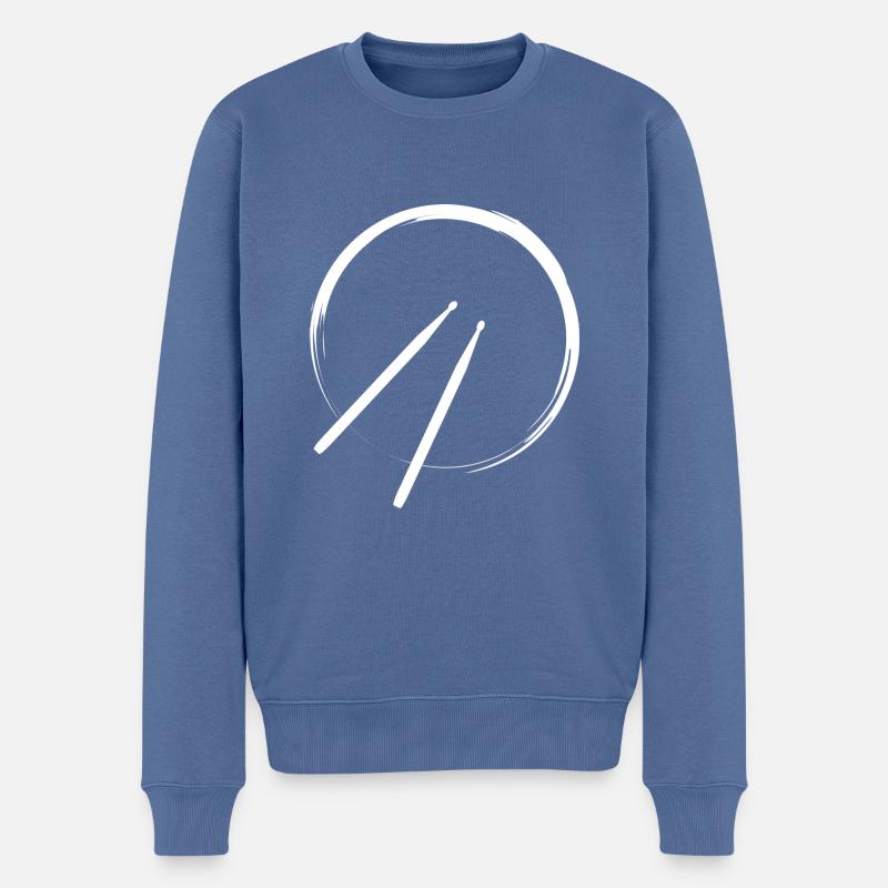 Drums, Trommel, Schlagzeug, Drumsticks - Männer Premium Bio Pullover - Taubenblau