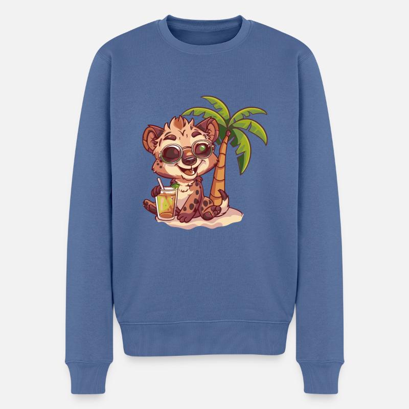 Hyäne Sommer Urlaub - Männer Premium Bio Pullover - Taubenblau