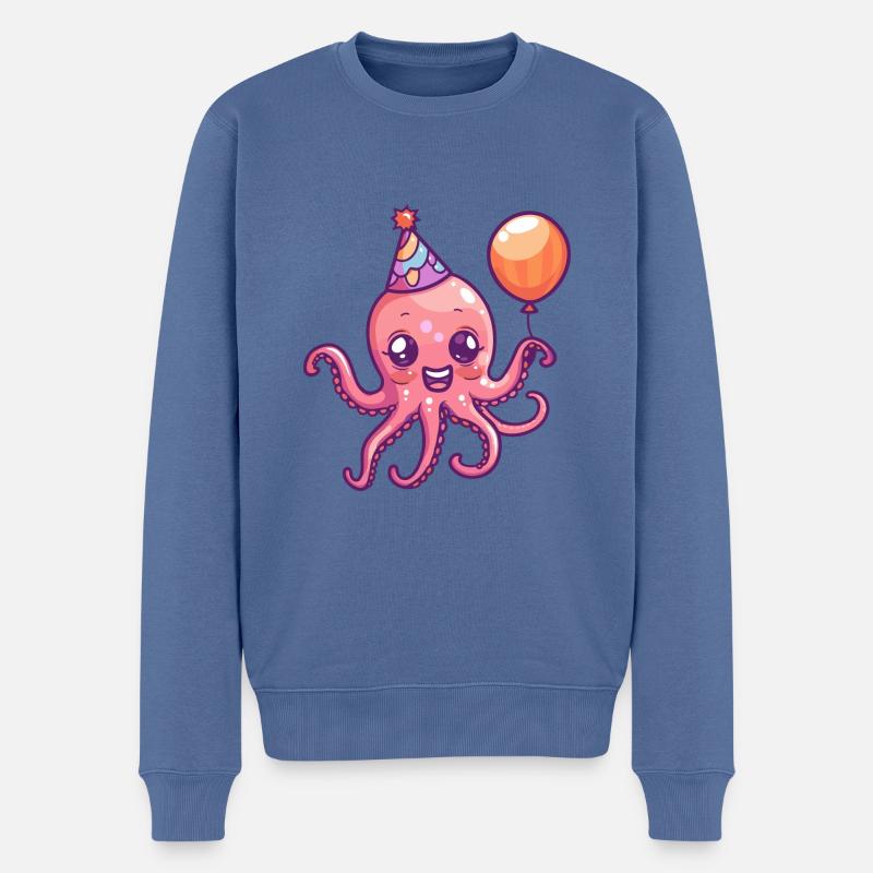 Octopus Birthday BD - Pull Premium bio Homme - bleu pigeon
