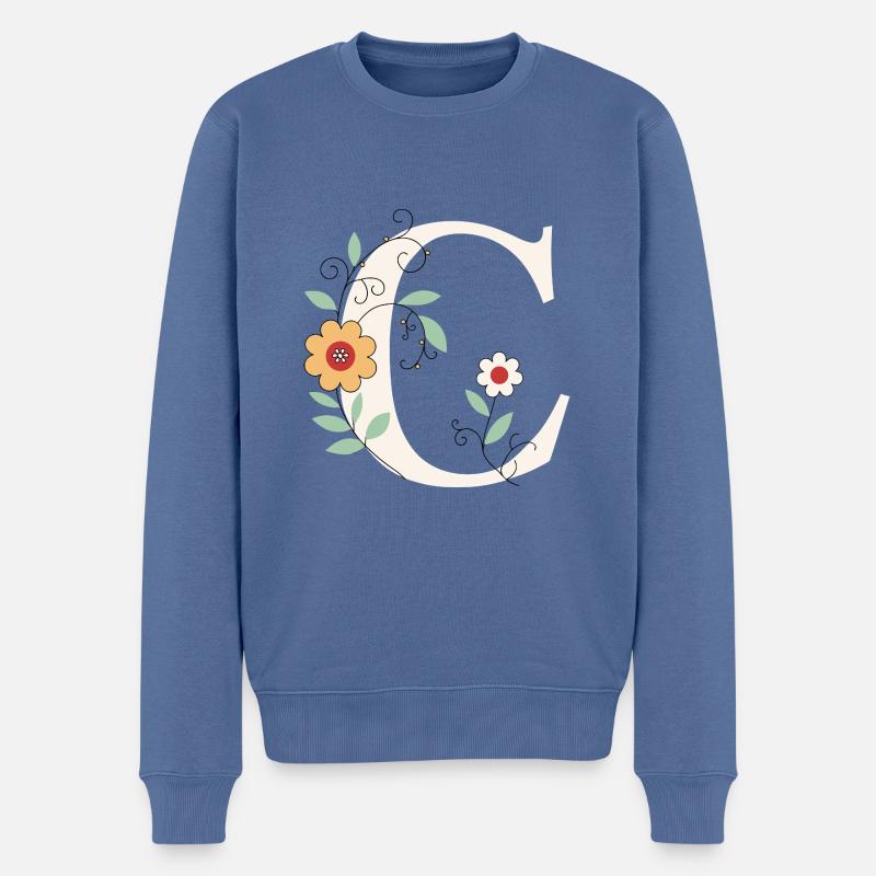 Buchstabe C Monogramm Retro - Männer Premium Bio Pullover - Taubenblau