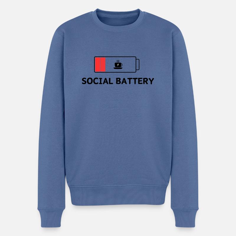 Social Battery - Männer Premium Bio Pullover - Taubenblau