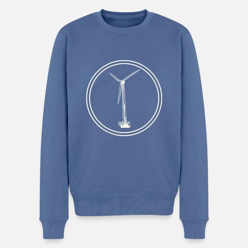 Windrad Silhouette Energie - Männer Premium Bio Pullover - Taubenblau
