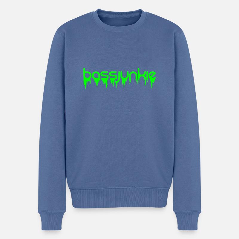 Bassjunkie / Electro Dubstep DnB Dj Music - Männer Premium Bio Pullover - Taubenblau