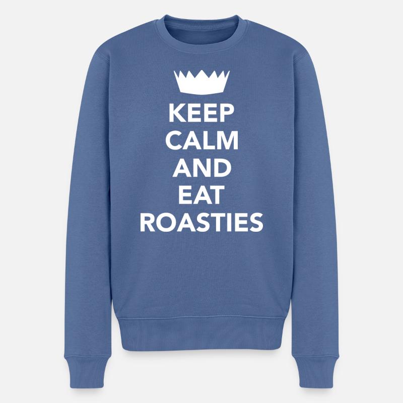 Ruhe bewahren und Roasties essen - Männer Premium Bio Pullover - Taubenblau