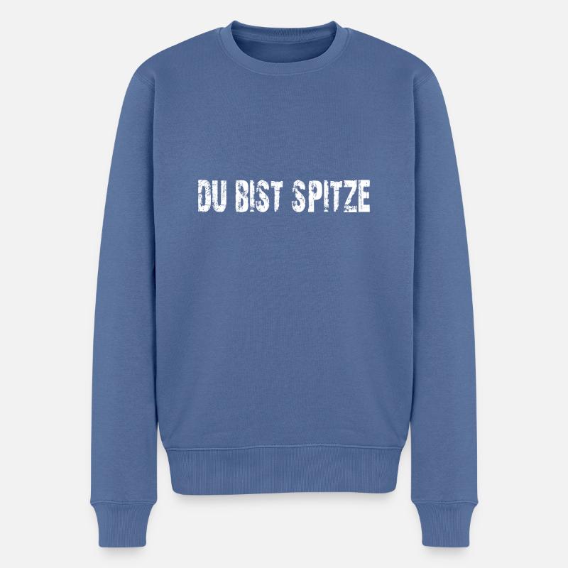 du bist spitze! - Männer Premium Bio Pullover - Taubenblau