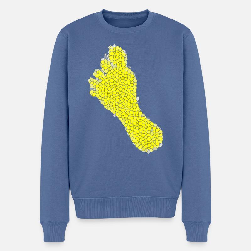 yellow foot mosaic - Männer Premium Bio Pullover - Taubenblau