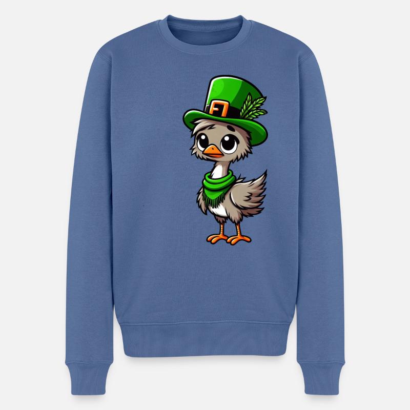 St. Patrick's Emu & Maine Coon - Männer Premium Bio Pullover - Taubenblau