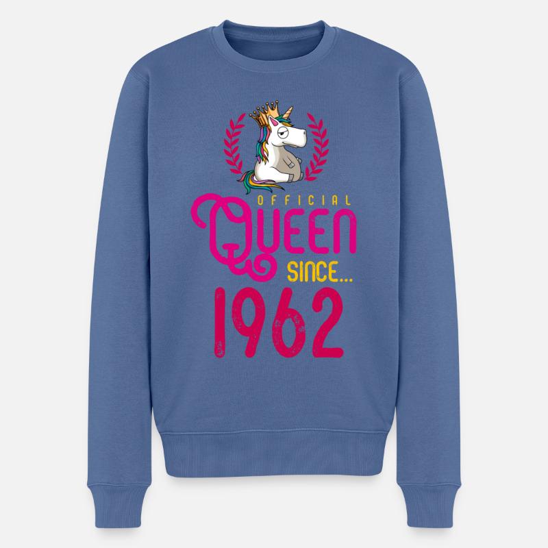 1962 Queen Einhorn - Pull Premium bio Homme - bleu pigeon