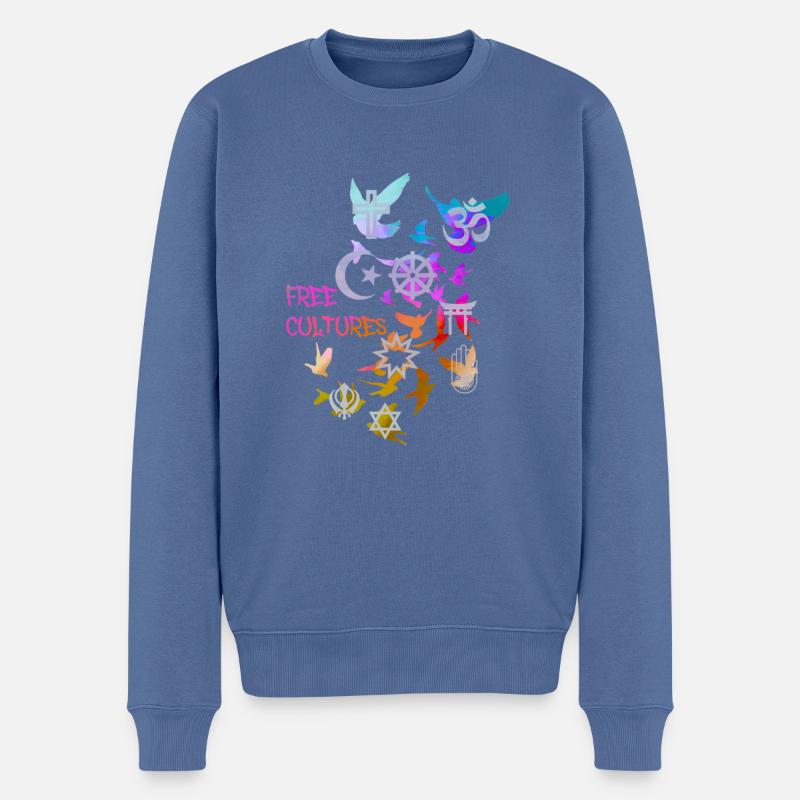 cultures libres, religion, sourd, coloré, graffiti - Pull Premium bio Homme - bleu pigeon