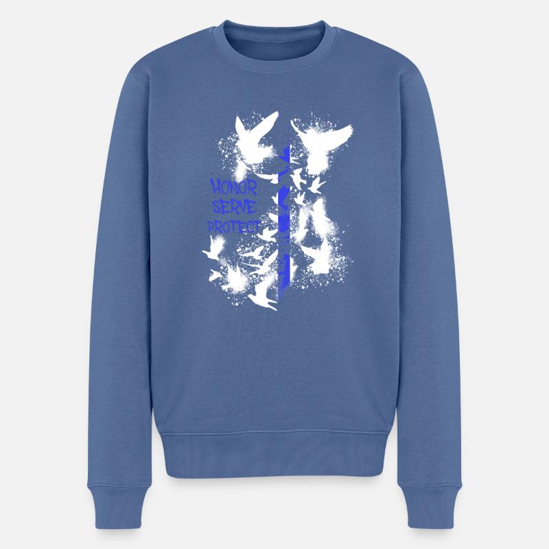 usa,flagge,tauben,friede,amerika,blue line - Männer Premium Bio Pullover - Taubenblau