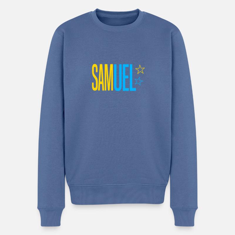 Samuel - Männer Premium Bio Pullover - Taubenblau