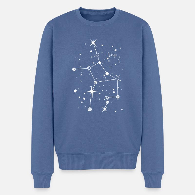 Jungfrau / Virgo Sternzeichen, Nachthimmel, Planet - Männer Premium Bio Pullover - Taubenblau