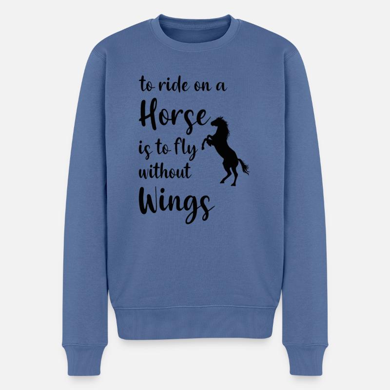 Chevaux montent à cheval - Pull Premium bio Homme - bleu pigeon