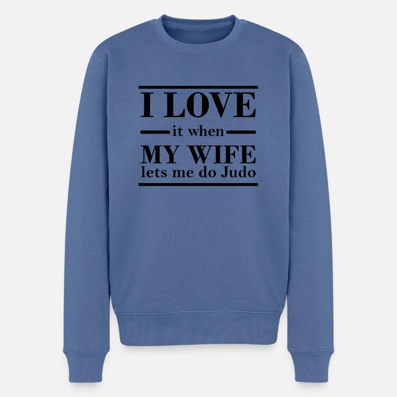 Lustig Judo verheiratet - Männer Premium Bio Pullover - Taubenblau