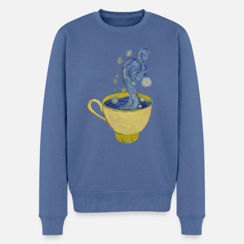 Starry Coffee, Starry Night - Vincent - Männer Premium Bio Pullover - Taubenblau