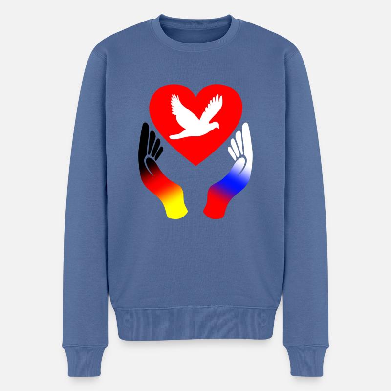 Frieden - Männer Premium Bio Pullover - Taubenblau