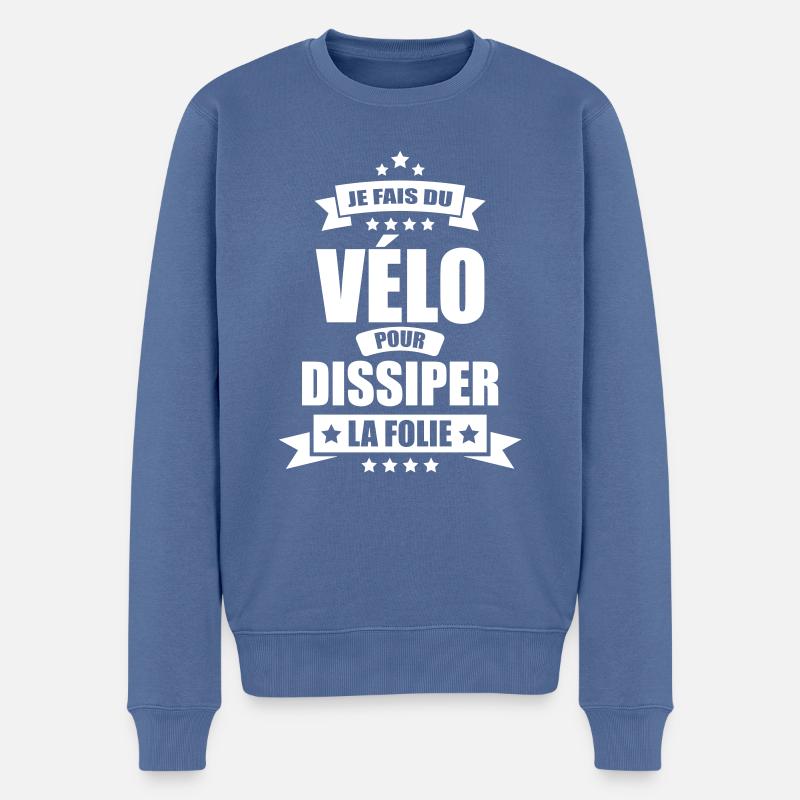 je fais du vélo pour dissiper la folie - Pull Premium bio Homme - bleu pigeon