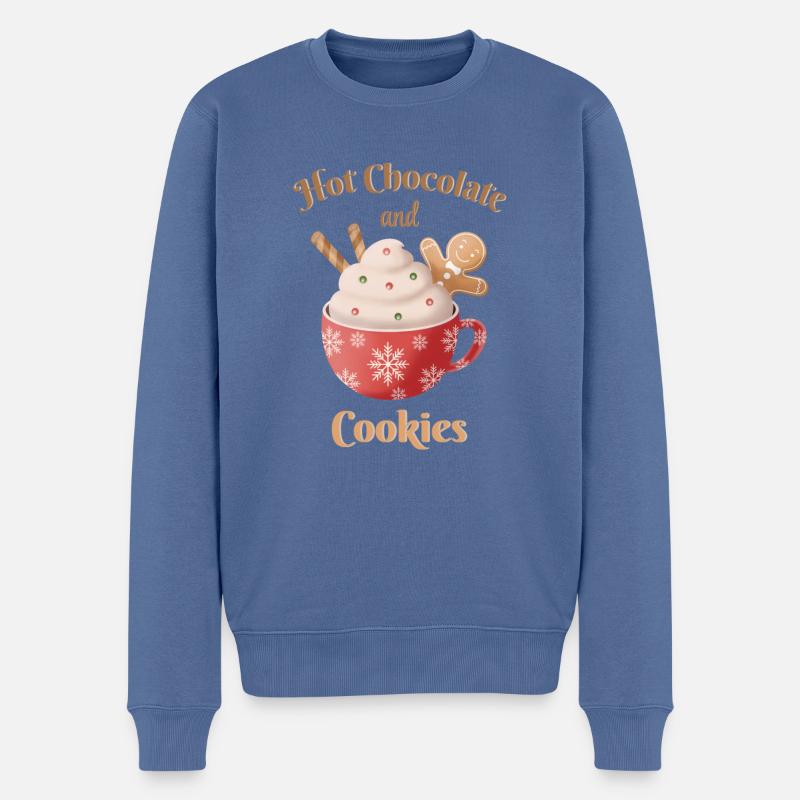 Hot Chocolate and Gingerbread Cookies - Männer Premium Bio Pullover - Taubenblau