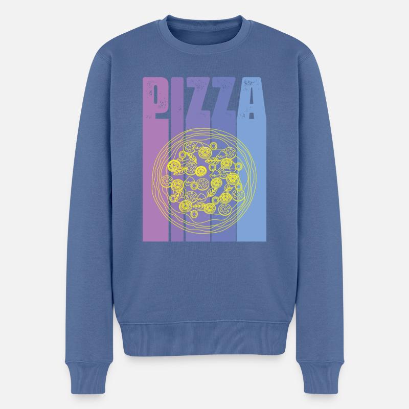 pizza - Pull Premium bio Homme - bleu pigeon