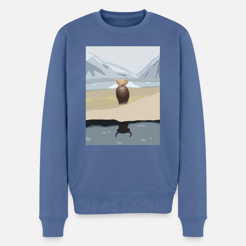 Kuh - Männer Premium Bio Pullover - Taubenblau