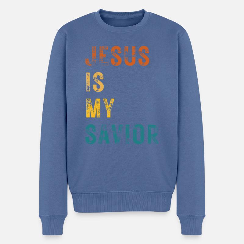 Jesus is my savior - Männer Premium Bio Pullover - Taubenblau
