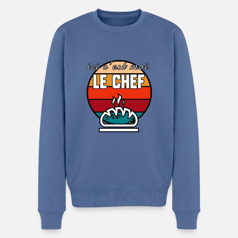 Le chef c’est moi - Pull Premium bio Homme - bleu pigeon