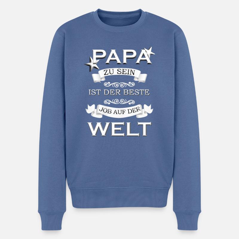 PAPA ZU SEIN IST DER BESTE JOB AUF DER WELT - Männer Premium Bio Pullover - Taubenblau