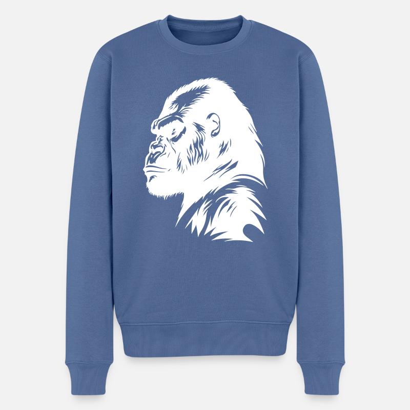 Silhouette de symbole de gorille - Pull Premium bio Homme - bleu pigeon