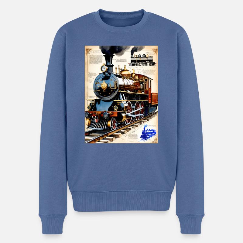 Zug #2 - Männer Premium Bio Pullover - Taubenblau