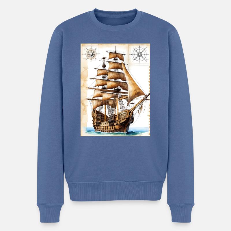 Bateau pirate #1 - Pull Premium bio Homme - bleu pigeon