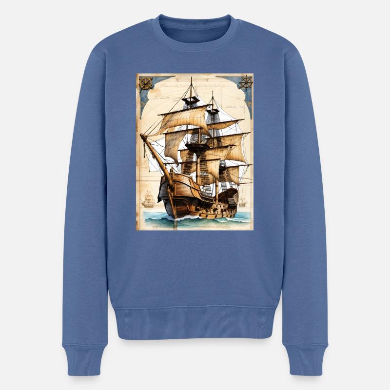 Piratenschiff #2 - Männer Premium Bio Pullover - Taubenblau