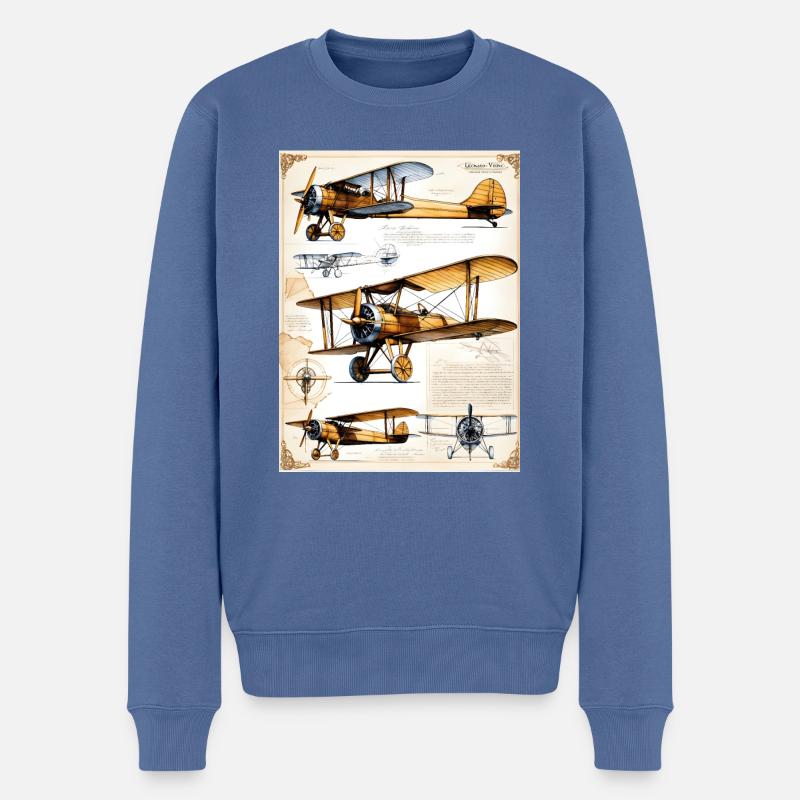 Flugzeug #1 - Männer Premium Bio Pullover - Taubenblau
