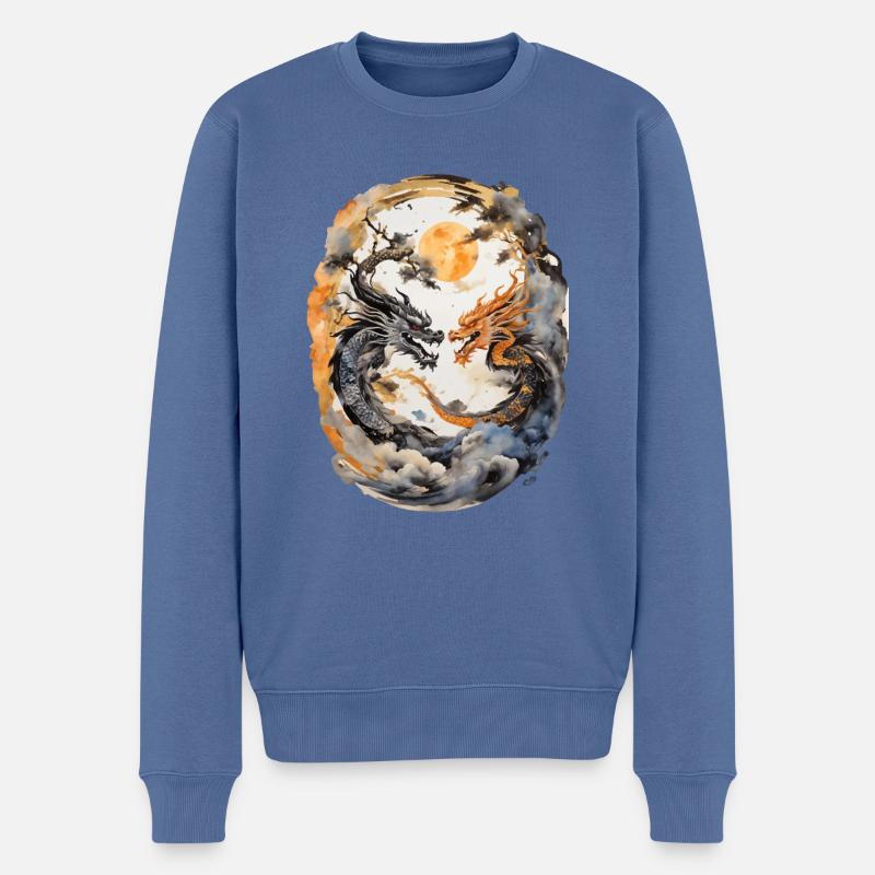 Japanische Drachen - Männer Premium Bio Pullover - Taubenblau